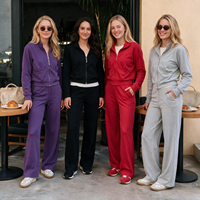 Ensemble de survêtement pour femme, coupe classique, veste à capuche zippée, pantalon large, deux pièces, nouvelle mode, décontracté, jogging, vêtements de sport