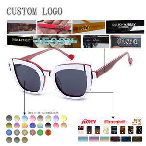 Women Cat Eye Sunglasses Full Rim Gradient Lenses UV Protection Acetate Frame Pink Tip - Product Image 2