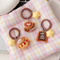 Porte-clés et breloque de sac de la série Sweet Resin Coffee Shop, pendentif tasse de café dessert simulé avec décor étoile pour sac à dos et clés de voiture