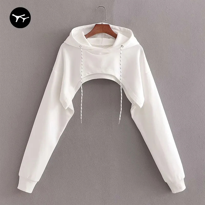 High Quality Original Design Fashion Sexy Crop Top Custom cotton women's hoodies   sweatshirts