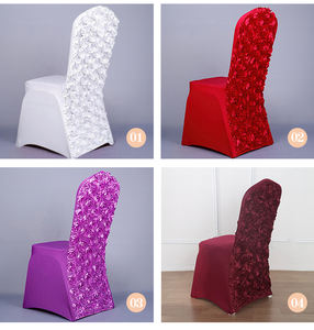 Vente en gros Rosette Housse de chaise de luxe en spandex floral pour mariages et banquets Housses de chaise extensibles rouges pour mariages et événements - Product Image 2