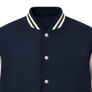 Chaqueta Bomber Varsity para Hombre, Cuello Alto, Bordada, con Parches de Lana, Ropa de Invierno, Estilo Urbano - Product Image 4