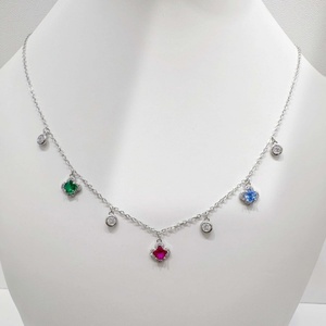 custom plata 925 Silver Women's Heart Pendant <b>Necklace</b> western colorful stone summer everyday minimalist zircon tassel <b>necklaces</b> - Product Image 4