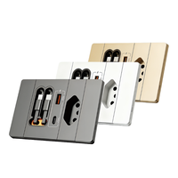 Prise murale standard brésilienne de type 118 avec câble rétractable intégré, prises et interrupteurs électriques à charge rapide de type C