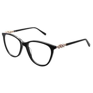 Kacamata optik wanita desain Super kacamata buatan tangan serba guna kacamata berlian bingkai asetat kualitas tinggi untuk wanita