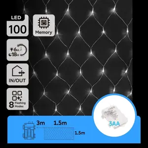 Luci LED piatte, alimentazione 3AA, colore bianco freddo, dimensioni 1,5m x 1,5m; ideali per illuminazione decorativa e ambienti - Product Image 1