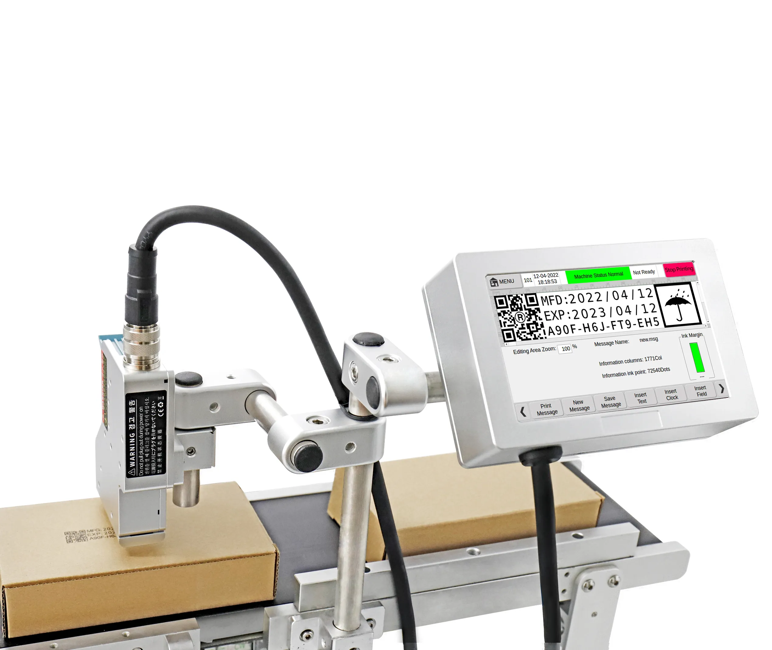 DOCOD OEM/ODM T180P 12.7mm TIJ एक इंकजेट प्रिंटर कीमत औद्योगिक लेबल applicator समाप्ति की तारीख के लिए QR कोड बैच संख्या L1118