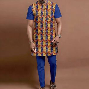 Ensemble <span class=keywords><strong>chemise</strong></span> et pantalon Dashiki pour hommes africains, grande taille, respirant, 100% coton, tenue traditionnelle 2216032 - Product Image 3