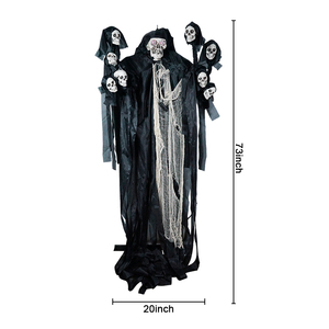 Decoraciones al aire libre de Halloween Animatronic Esqueleto colgante animado Fantasmas con ojos LED Sonido espeluznante - Product Image 5