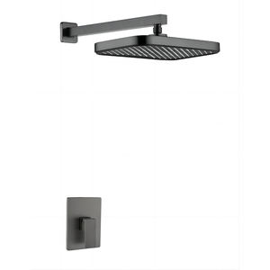 Conjunto de Ducha Empotrado de Latón Minimalista Moderno de Una Función para Baño, Mezclador de Cascada Negro Cromado para Hotel - Product Image 3