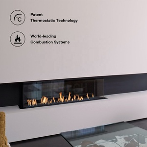 <span class=keywords><strong>Chimenea</strong></span> Flotante Interior MEISU.CH de 3 Lados, <span class=keywords><strong>Chimenea</strong></span> de Gas Tradicional Negra con Inserto para Calefacción Natural - Product Image 2