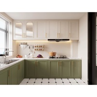Ensembles de meubles de cuisine modulaires modernes personnalisables en panneaux mélaminés et granit pour villas et appartements – Mobilier de cuisine complet 3D