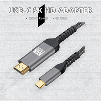 Câble adaptateur USB-C HDTV 1,8 m 8K 60Hz 4K 144Hz HDR10 Convertisseur vidéo PVC Mâle-Mâle HDTV 2.1 Compatible pour Ordinateur Portable Téléphone Mobile