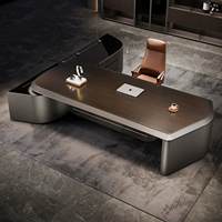 Bureau de direction moderne de luxe en forme de L, table de patron créative et incurvée, grand bureau de gestionnaire, poste de travail, ensemble de mobilier de bureau