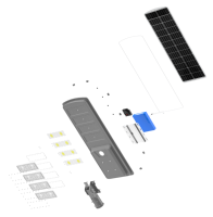 Lampe solaire intégrée pour route 30W-50W IP66 étanche, installation horizontale et verticale