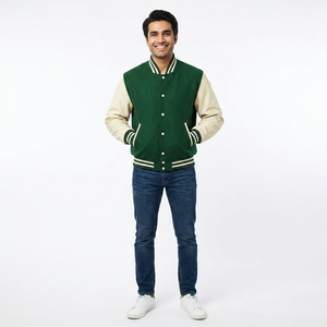 Nouveaux patchs de broderie de logo personnalisé coupe-vent Letterman Baseball cuir manches CollegeBaseballjacket pour hommes - Product Image 1