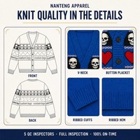 Nanteng Custom B2B 100% Acrylique Décontracté pour le quotidien Épais Motif Cœur Jacquard Col en V Cardigan en maille pour homme