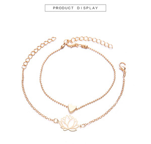 2025 nouvelle personnalité féminine Simple creux <span class=keywords><strong>Lotus</strong></span> <span class=keywords><strong>coeur</strong></span> <span class=keywords><strong>Bracelet</strong></span> main ornements 2 ensembles de <span class=keywords><strong>Bracelet</strong></span> <span class=keywords><strong>femme</strong></span> en gros - Product Image 4