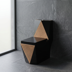 WC monobloc en céramique « Dune Dragon » noir d'Éthiopie, à siphon en S, design élégant pour salle de bain - Product Image 6