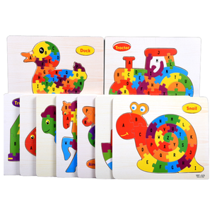 Rompecabezas de Madera con Forma de Letras del Alfabeto, Juguete de Dibujos Animados para Niños, Pato, Tractor, Caracol, Animales, Letras, Corte Láser, Acabado Mate No Tóxico, EN71 - Product Image 1