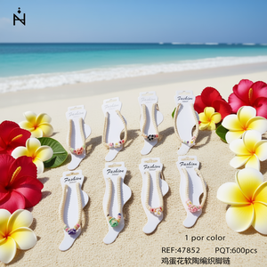 Bracelet de cheville tressé en pâte polymère Frangipani, 1 pièce, bijoux fantaisie pour femme - Product Image 3