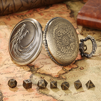 Nouveauté 2025, cadeaux de fête de jeu, jeu de dés en métal D-N-D avec boîte à dés en forme de montre de poche de dragon, ensemble de cadeaux de jeu de divertissement