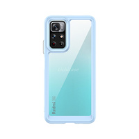 Coque de téléphone antichoc en TPU transparent anti-jaunissement coloré pour Xiaomi Redmi Note 11 (Chine) avec boutons métalliques