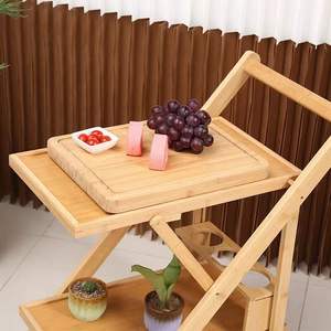 대나무 주방 트롤리, Foldable 집게를 제공 카트 와 병 Holder - Product Image 5