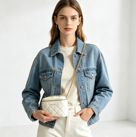 Petite Pochette Cosmétique Bandoulière en Cuir Grainé avec Miroir, Motif Losanges, Mini Sacs en Litchi, Fermeture Éclair, Luxe et Tendance pour Filles
