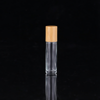 Flacon à bille en verre transparent de 10 ml pour sérum pour les yeux, avec bouchon en bambou, emballage vide pour huile essentielle, flacon à bille pour sérum pour les yeux avec bille