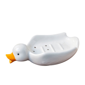 Ceramic Duck <b>Soap</b> <b>Dish</b> With Drainage Home Office Decorative <b>Soap</b> <b>Holder</b> Contemporary Animal Shape Design - Product Image 5