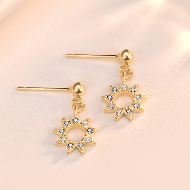Boucles D'oreilles Pendantes étoile Argent Sterling 925 - Cristal Géométrique - K31A
