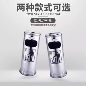 ถังขยะทรงกระบอกสแตนเลส ใช้ได้ทั้งภายในและภายนอกอาคาร สำหรับโรงแรม โรงเรียน ถังขยะเชิงพาณิชย์ - Product Image 2