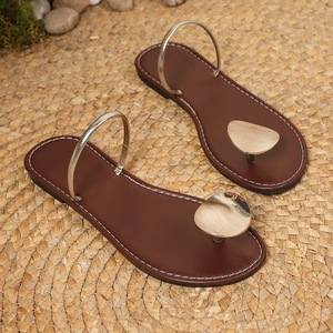 Sandalias planas con anillo en el dedo del pie, con correa fina, punta abierta, calzado informal para caminar en la playa de verano - Product Image 6