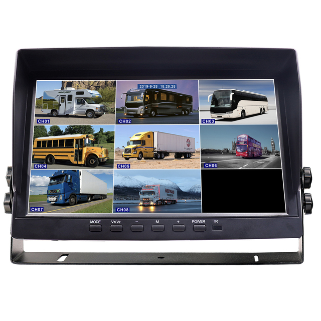 Octi-View 10 Car Monitor with Built-in DVR, Support Max 256GB SD Card & 8 PCS 1080P AHD Backup Camera
