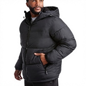 Custom Casual Men's Winter Hooded Stand Collar Zipper Closure <b>Waterproof</b> Puffer <b>Jacket</b> with 100% Nylon Filling Wholesale Custom - Product Image 3