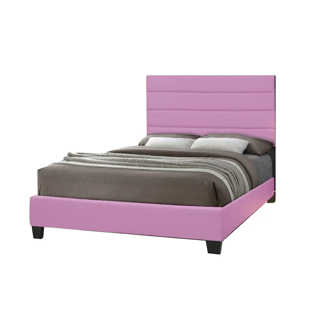 Cama acolchoada tamanho médio de fábrica napoli, cama acolchoada e moderna cor rosa