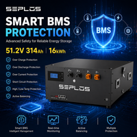 Batterie Lifepo4 empilable Seplos 16 kW 51,2 V 314 Ah, système de stockage d'énergie solaire domestique, stock européen, livraison rapide pour l'énergie solaire familiale