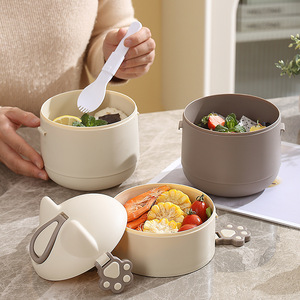 2/double couche ronde en <span class=keywords><strong>plastique</strong></span> mignon oreilles de chat forme <span class=keywords><strong>petit</strong></span> <span class=keywords><strong>déjeuner</strong></span> bento boîte à lunch <span class=keywords><strong>bol</strong></span> pour écolier enfant enfant ou extérieur - Product Image 2
