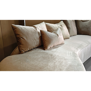 Factory Direct Sell Mini Pillow Couch Living Room Furniture Curved <b>Sofas</b> <b>Bed</b> in Beige Velvet Color 01 Curved <b>Bed</b> 01 - Product Image 4