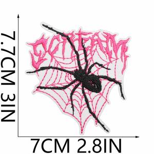 แพทช์รูปโบว์หัวกะโหลกโรแมนติกสีดำลายแมงมุมปักด้วยคอมพิวเตอร์แบบรักษ์โลก ยี่ห้อ Rose's Covenant - Product Image 3