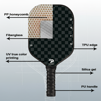 Raquette de pickleball PatsSport personnalisée exclusive avec noyau en nid d'abeille en fibre de verre, ensemble complet, pressée à froid, extérieur, 16 mm d'épaisseur