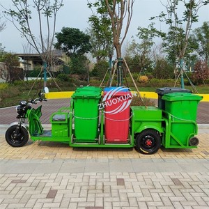 Triciclo Eléctrico de 6 Cubetas para Recolección de Residuos con Parasol, Carga Útil de 100-200 kg, Autonomía de 50-70 km para Saneamiento Urbano y Gestión de Propiedades - Product Image 3