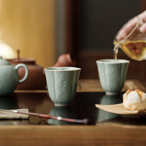 Guanlan Banana Moonlight Relief Ceramic Master Cup Single Personal <b>Teacup</b> Chinese Style Porcelain Tea Cup For Household Use - Product Image 2