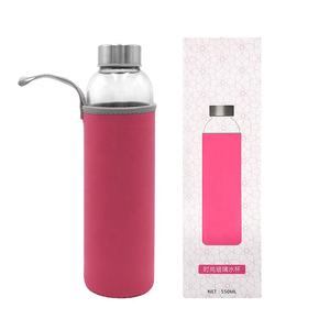 Juego de 6 Botellas de Agua de Vidrio de Lujo de 18 oz / Incluye 6 Fundas/Tapas de Acero Inoxidable / para Kombucha, Jugo, Té - Product Image 3