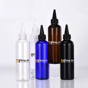 Empty 60ml 100ml 150ml Clear Plastic Hair Oil Squeeze Applicator Packaging Bottle With Twist-open Dispensing Cap