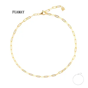 FUAMAY 18K Chapado En Oro 925 Plata Esterlina Link Tobillera De Cadena De Eslabones Cubanos Square Link Tobillera