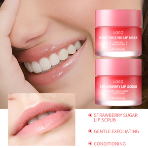 Private Label Vegan Natural Collagen Lip Scrub Set Masker Bibir dan Scrub Exfoliating Pink <span class=keywords><strong>Strawberry</strong></span> Lip Scrub dengan Aplikator - Product Image 3
