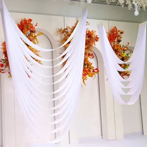 Rideau de mariage purdah à vagues, ruban de mariage, tissu élastique décoratif