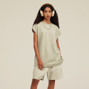 Completo Sportivo Senza Maniche Personalizzato da Uomo, Stile Casual Urbano, Top Sottile Tinta Unita, Canotta Due Pezzi, <span class=keywords><strong>Abbigliamento</strong></span> Maschile - Product Image 1